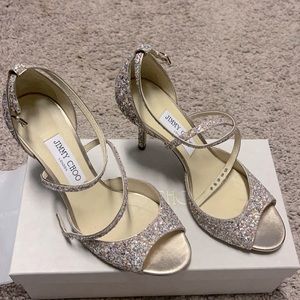 Jimmy Choo luminous glitter strap heals